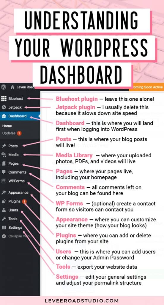 WordPress Dashboard Tutorial - Simplified Infographic