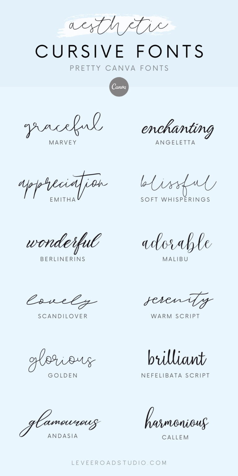 Pretty Cursive Fonts to Use on Canva | Levee Road Studio